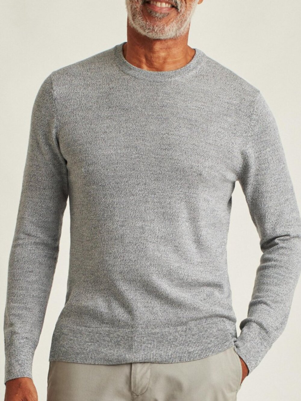 BONOBOS Washable Merino Crew Neck Sweater, Grey, L